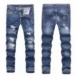 philipp plein skinny ripped jeans 2018 wash blue